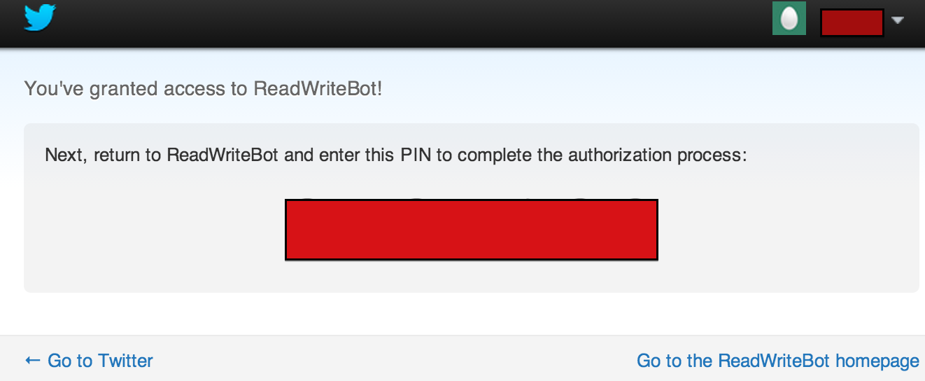Copy pin from authorization screen
