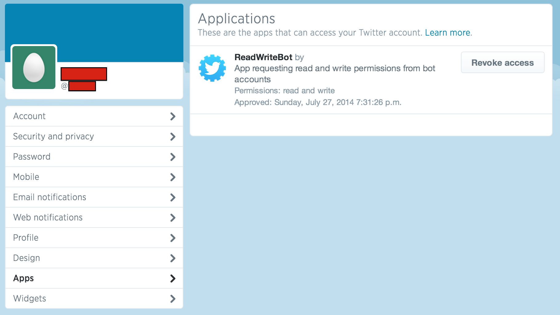 Revoke ReadWriteBot app&rsquo;s access to the bot account